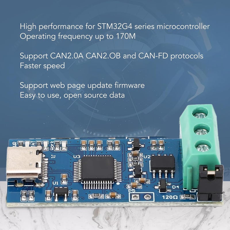 Wal front USB to CAN Module Type C Power Supply Converter Adapter for CAN 2.0A/2.0B/FD Protocol Bus Analyzer V2.0 With LED Indicator - High Performance - Image 4